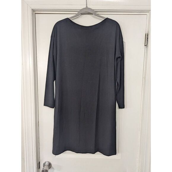 Eileen Fisher Long Sleeve Dress women's size Small black boat neck minimalist - Picture 6 of 6